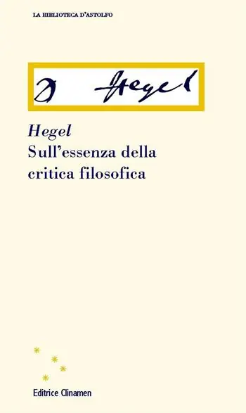 Sull‘essenza della critica filosofica Promozione