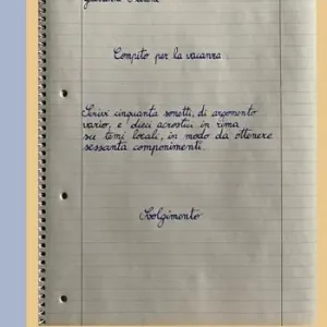 Nuovo Arrivo Compito per la vacanza