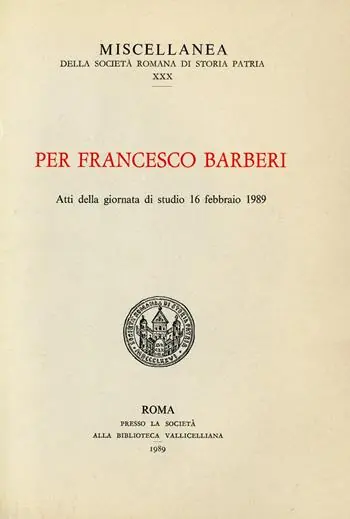 Popolare Per Francesco Barberi. Atti della Giornata di studi (16 febbraio 1989)