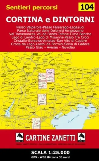 Offerta Speciale Cortina e dintorni. Scala 1 25.000 GPS - WGS 84 zona 33 Nord